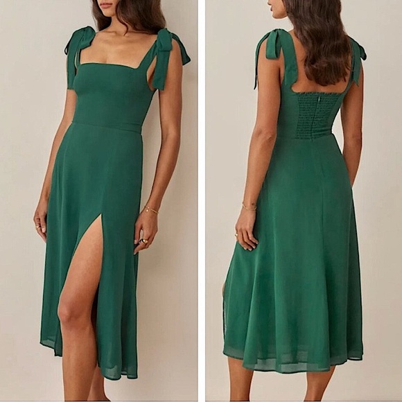 Reformation Twilight Midi Dress | Emerald | Size 2 - Picture 2 of 14